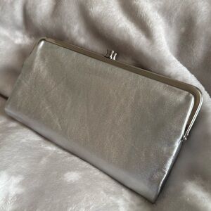 HOBO Lauren Double Frame Silver Clutch Wallet